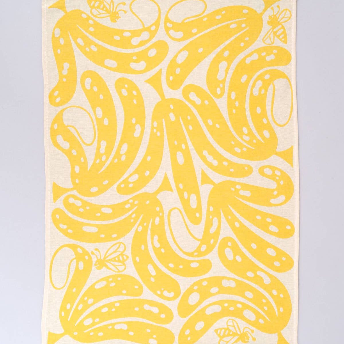 yellow "go bananas" kitchen towel full length