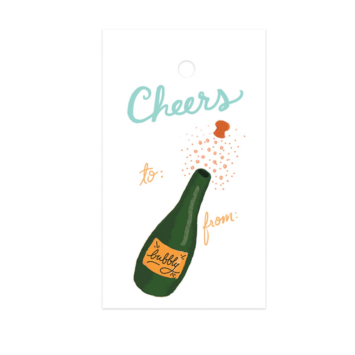 Cheers champagne gift tag