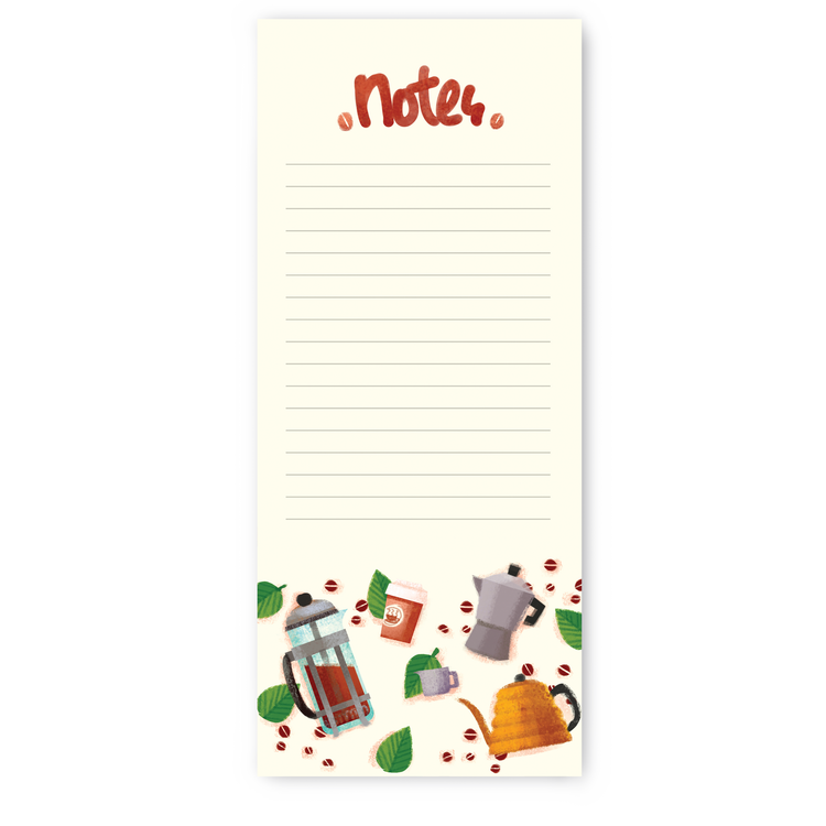 coffee themed lined notepad