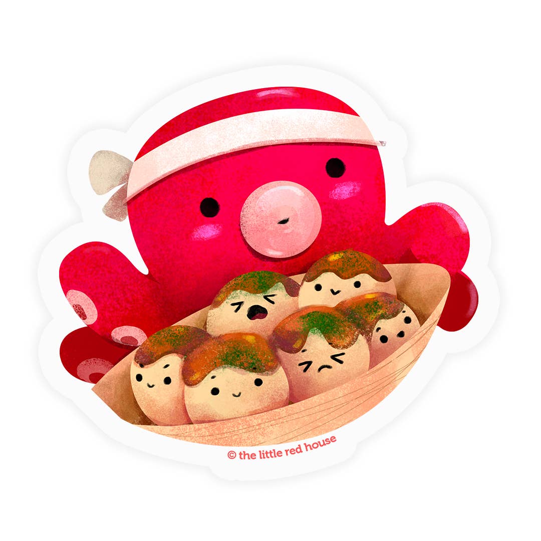 Octopus with Takoyaki kids sticker