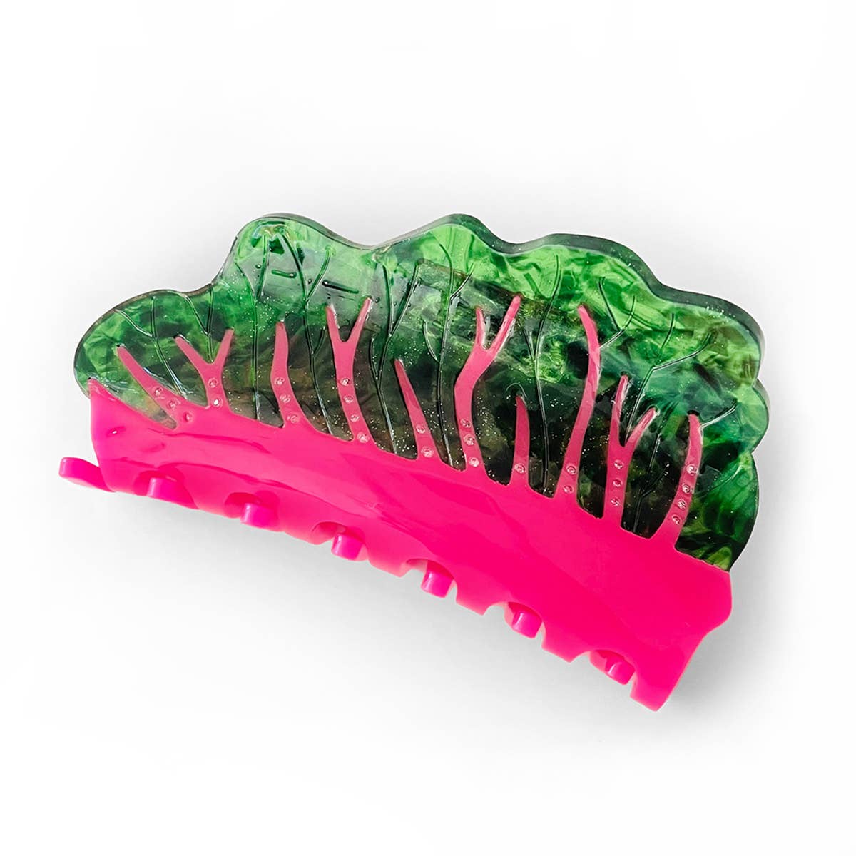 close up of the swiss chard hair claw
