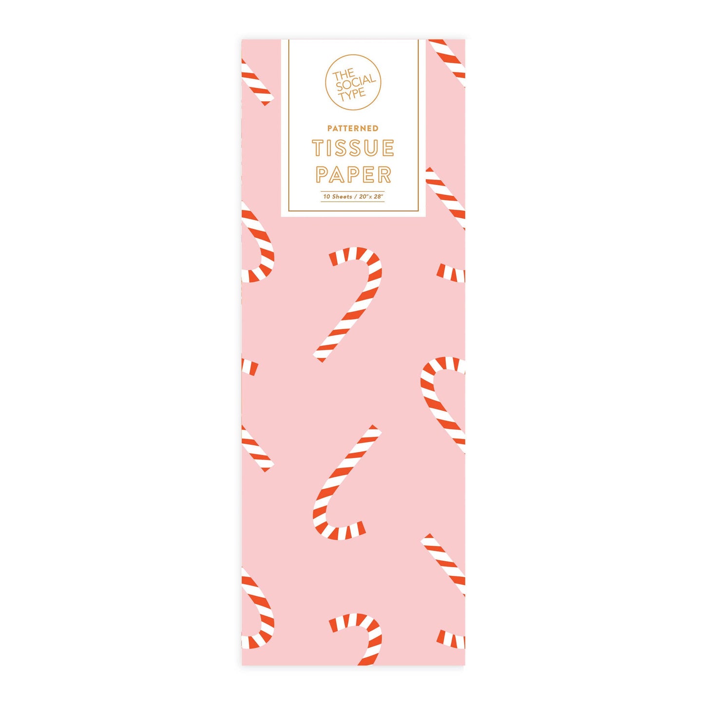 holiday candy cane tissue paper - pink with red and white candy canes
