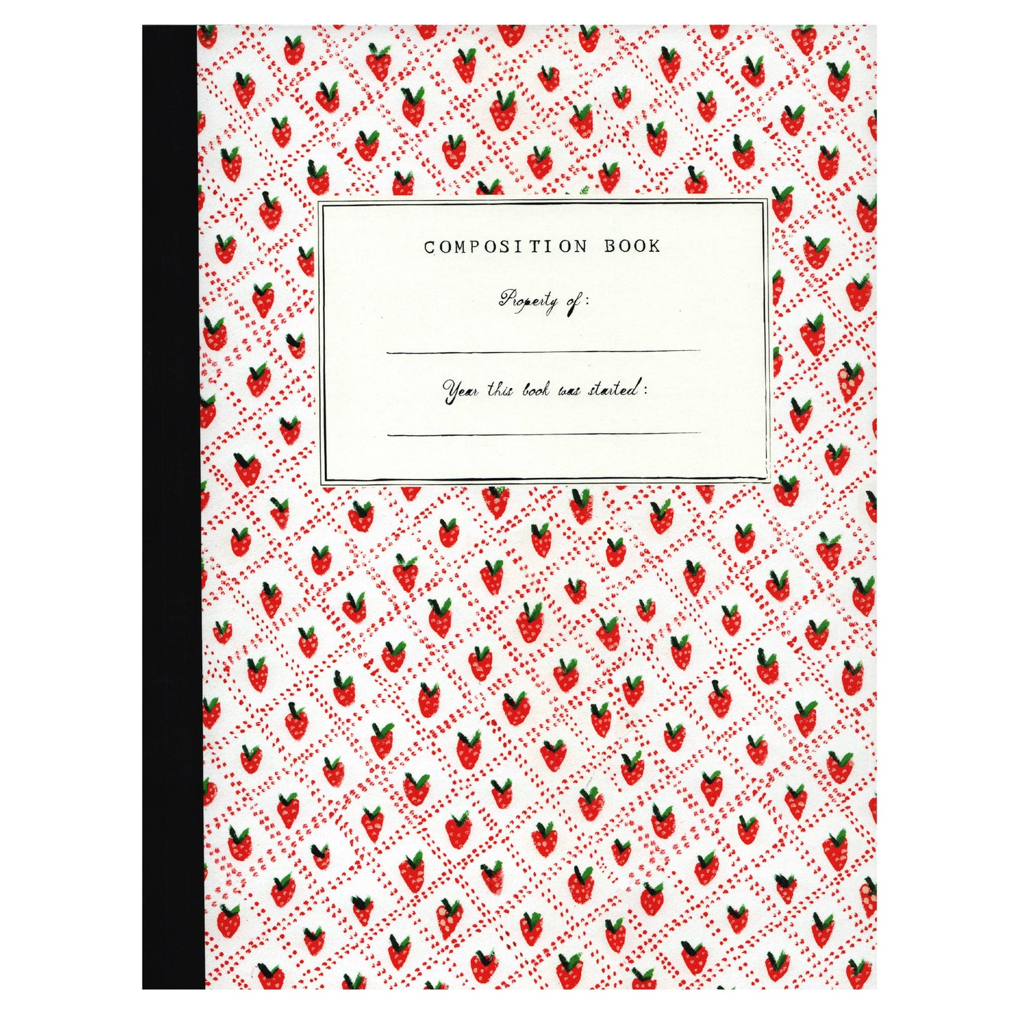 Strawberry patterned composition book