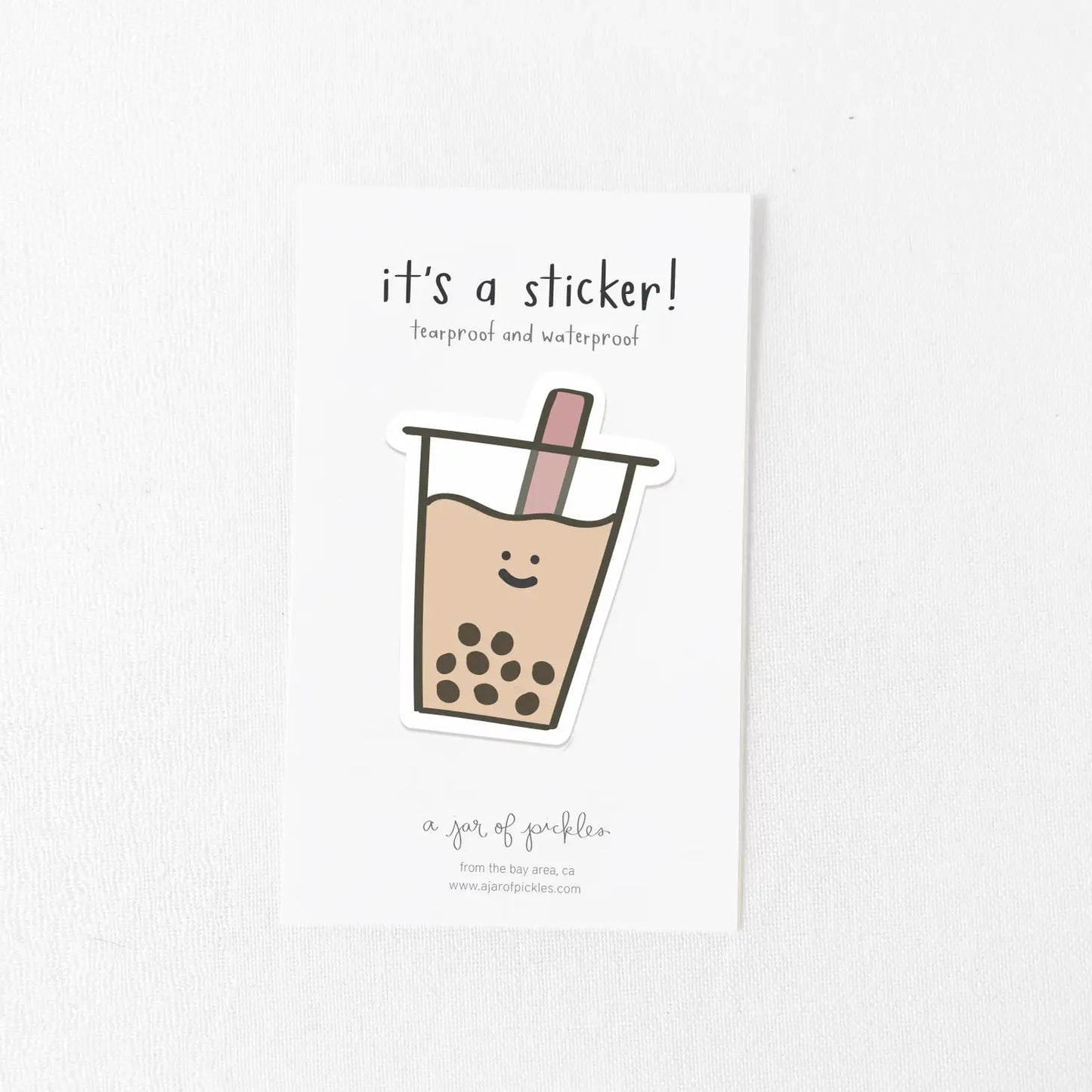 Smiley faced boba cup sticker