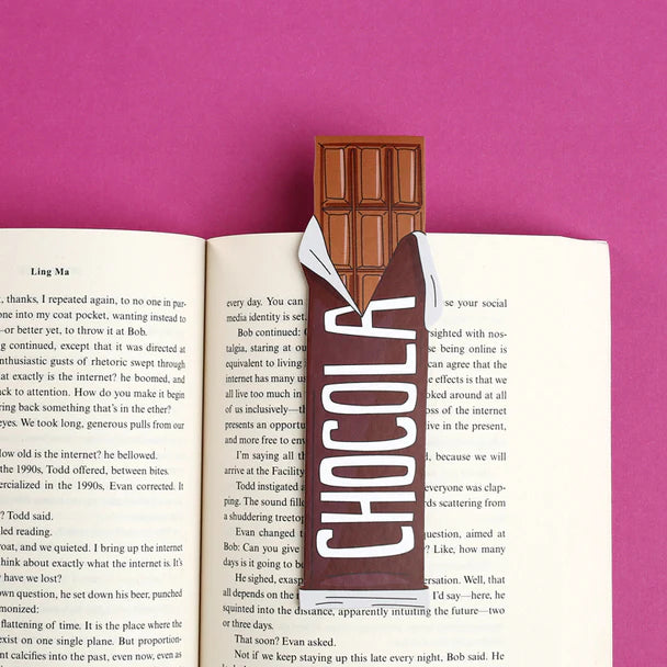 Bookmark that looks like an opened bar of chocolate
