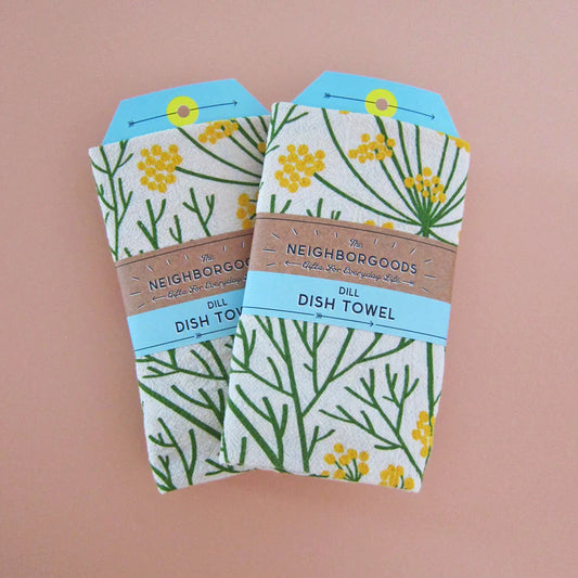 Dill plant dish towel by The Neighborgoods in packaging