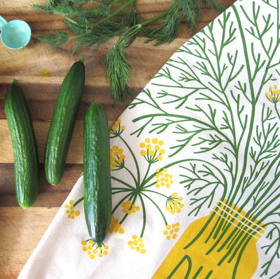 dill dish towel by The Neighborgoods on cutting board