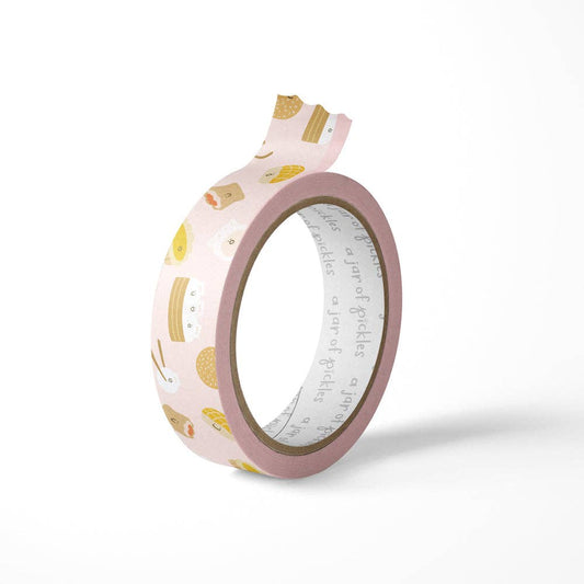 Roll of washi tape featuring different dim sum treats.