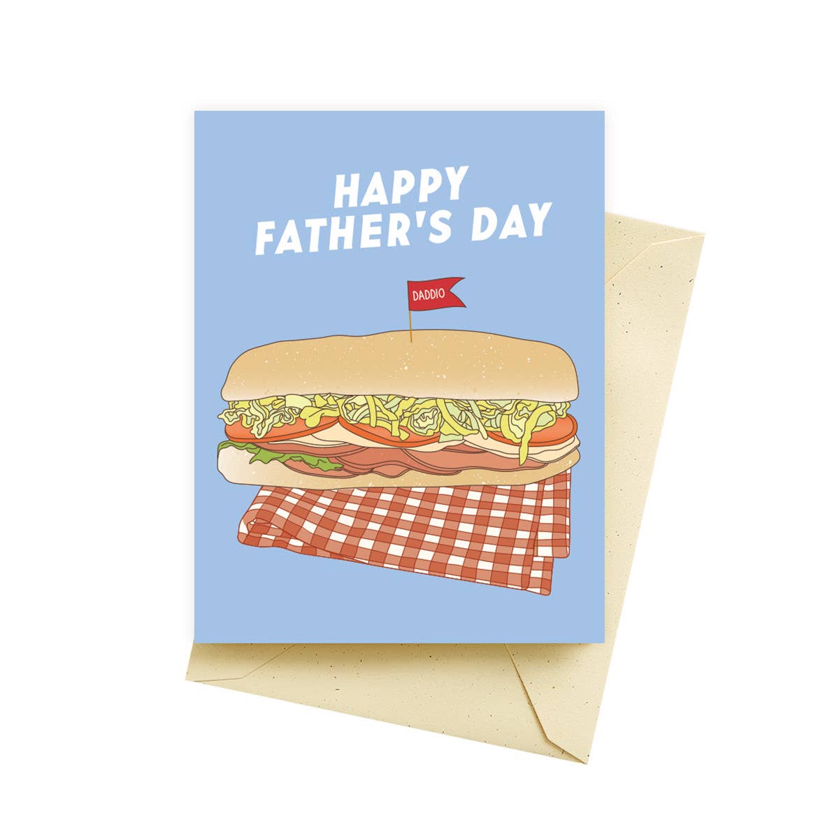 Father's day card with a hero sub on it. Text reads "Happy Father's Day"