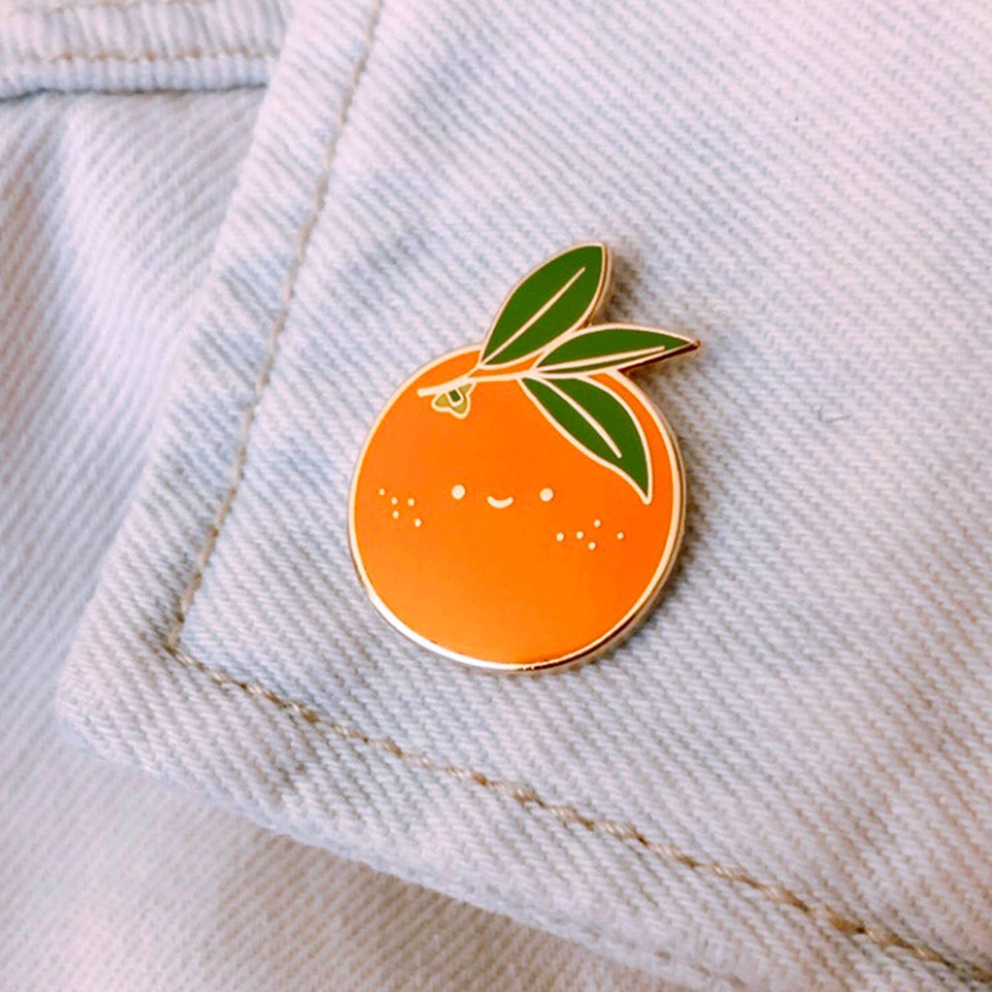 Hard enamel pin -- an orange with freckles