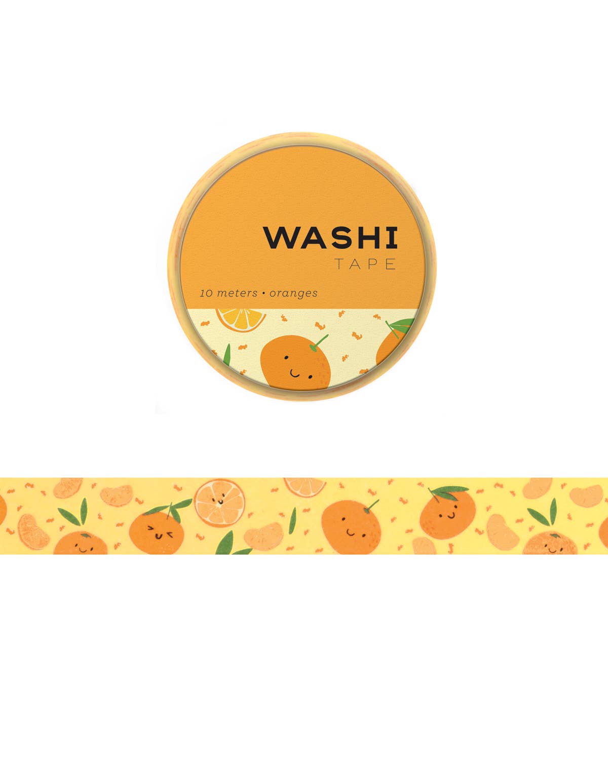 Decorative washi tape with smiley oranges on it