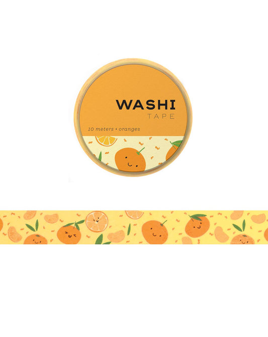 Decorative washi tape with smiley oranges on it