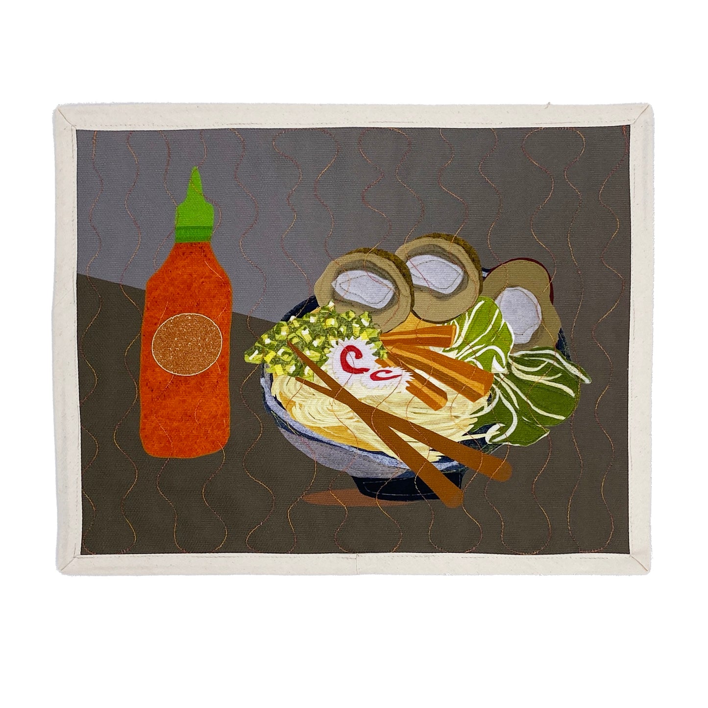 Ramen placemat by Quirky Digs -- printed and topstitched poly canvas placemat