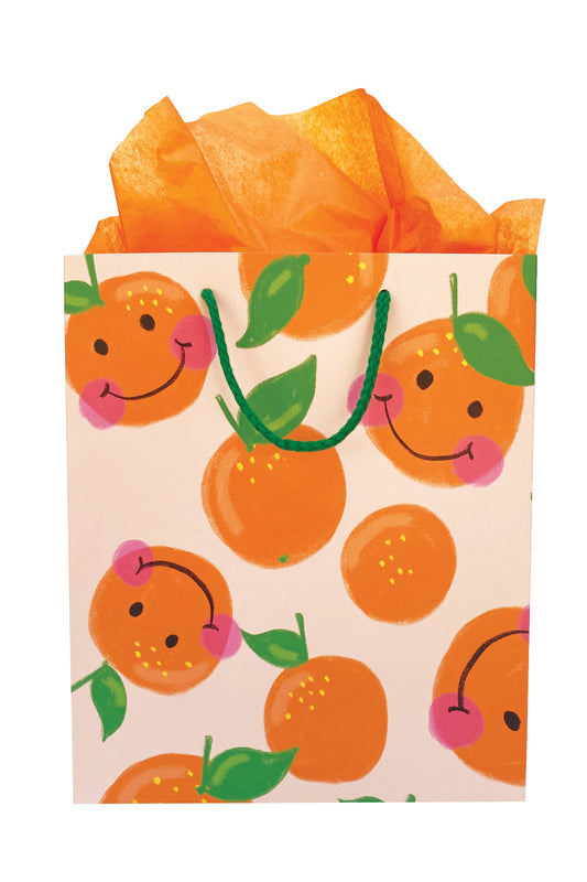 smiley orange designed gift bag