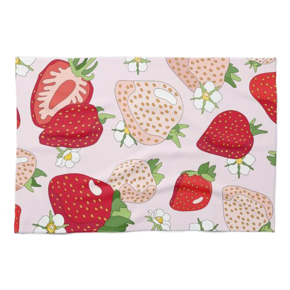 Strawberry print kitchen towel by Marianna Fierro