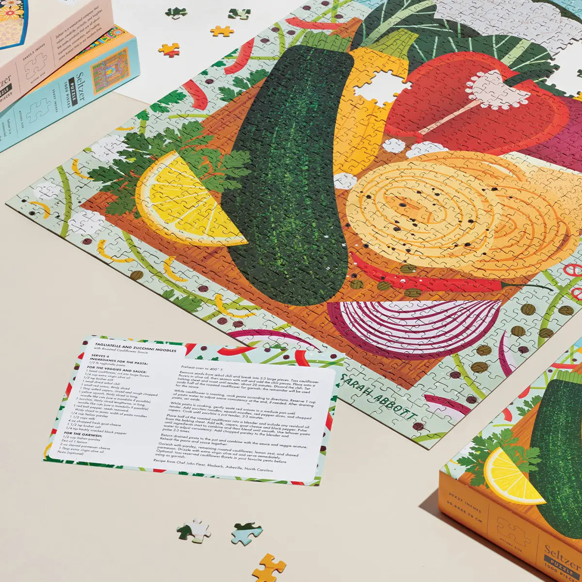 Vegetable puzzle 1000 pieces being completed