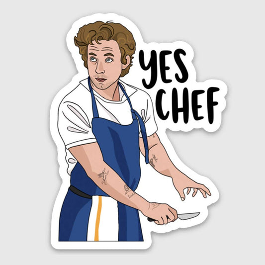 Sticker from the show The Bear that reads "Yes Chef"