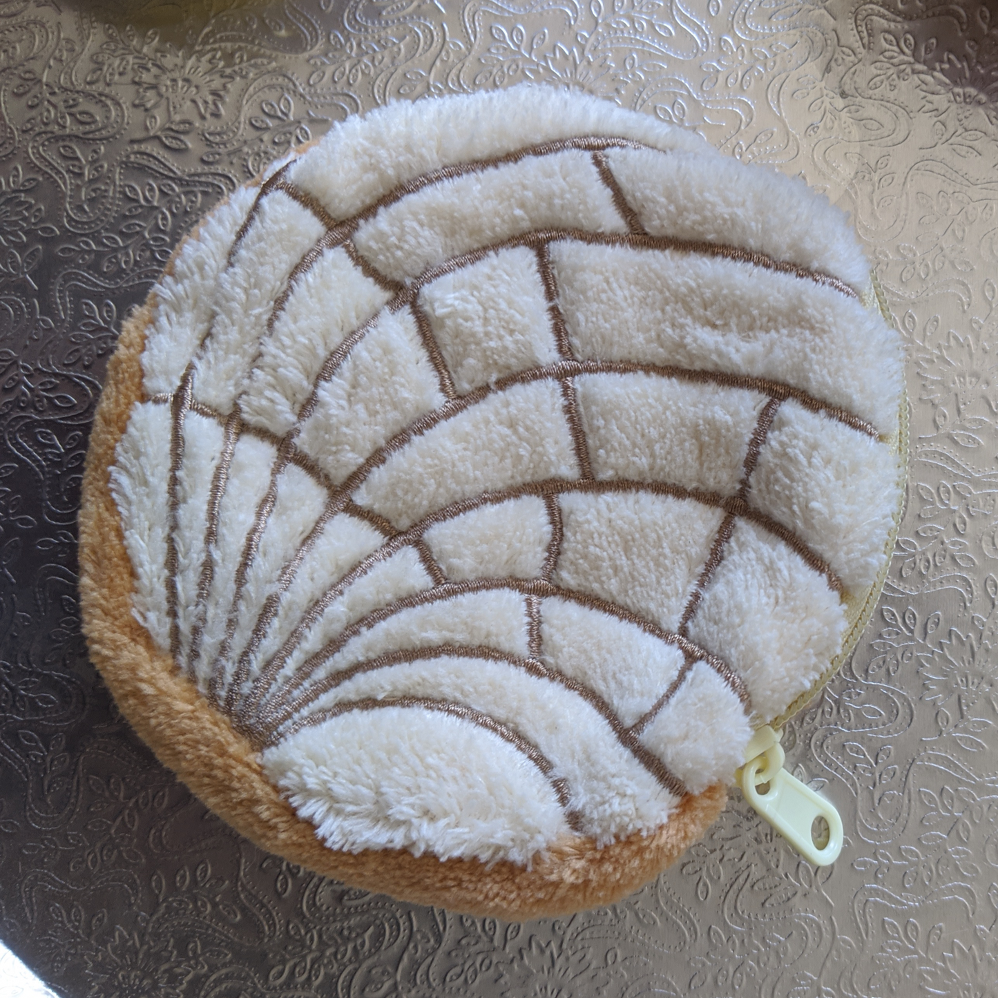 white pan dulce plush coin purse