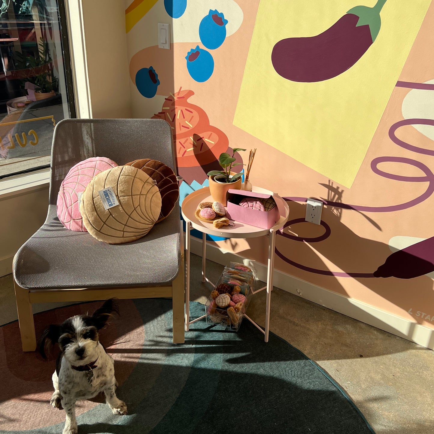 Pan dulce plush pillow cushions in white, pink and brown