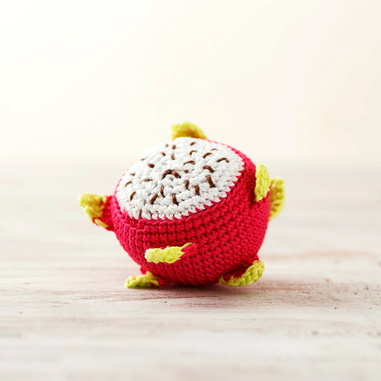 crocheted dragonfruit half