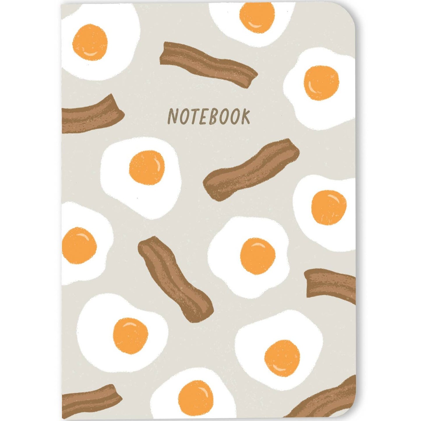 Blank pocket notebook designed with bacon and eggs on the front