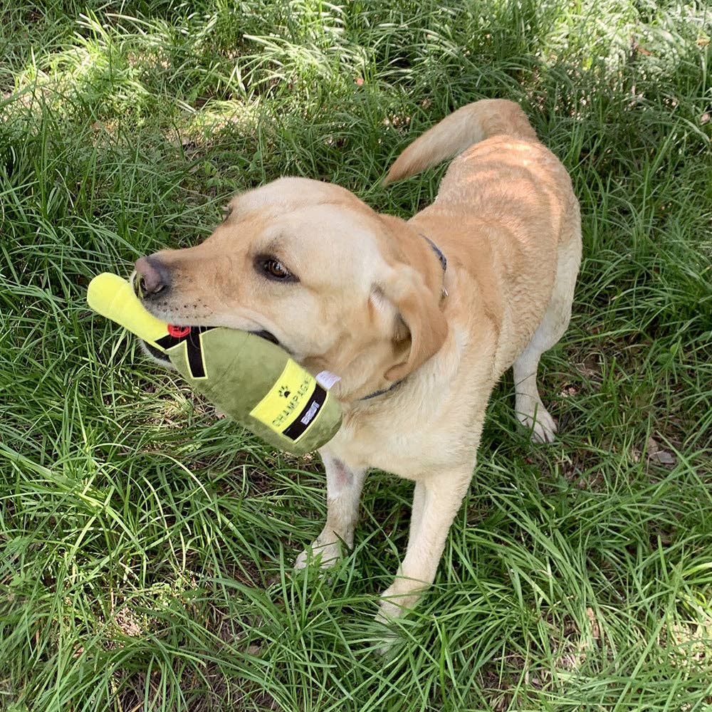 Champagne Bottle Squeaky Dog Toy