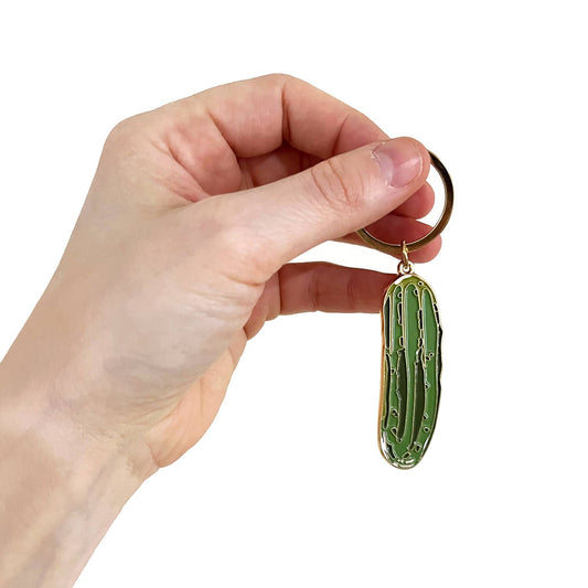 illustrated pickle enamel keychain 