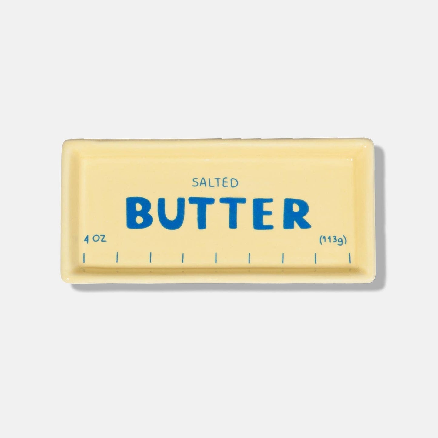 Trinket tray shaped like a stick of butter with 'Salted Butter' text on a white background