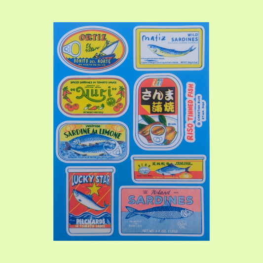 Tinned Fish Riso Sticker Sheet