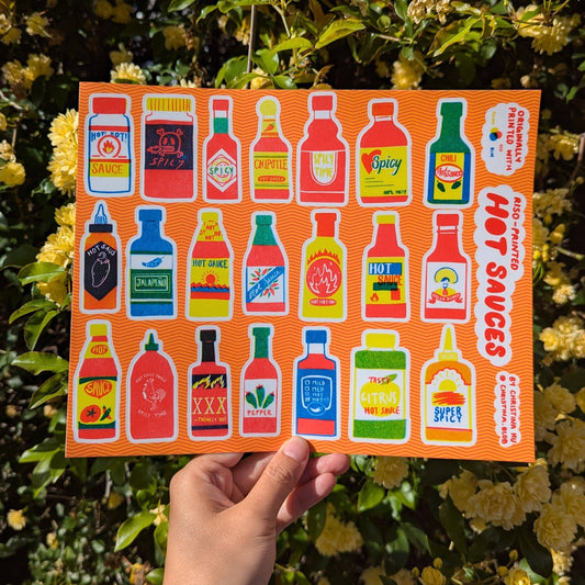 Hot Sauce Risograph Sticker Sheet