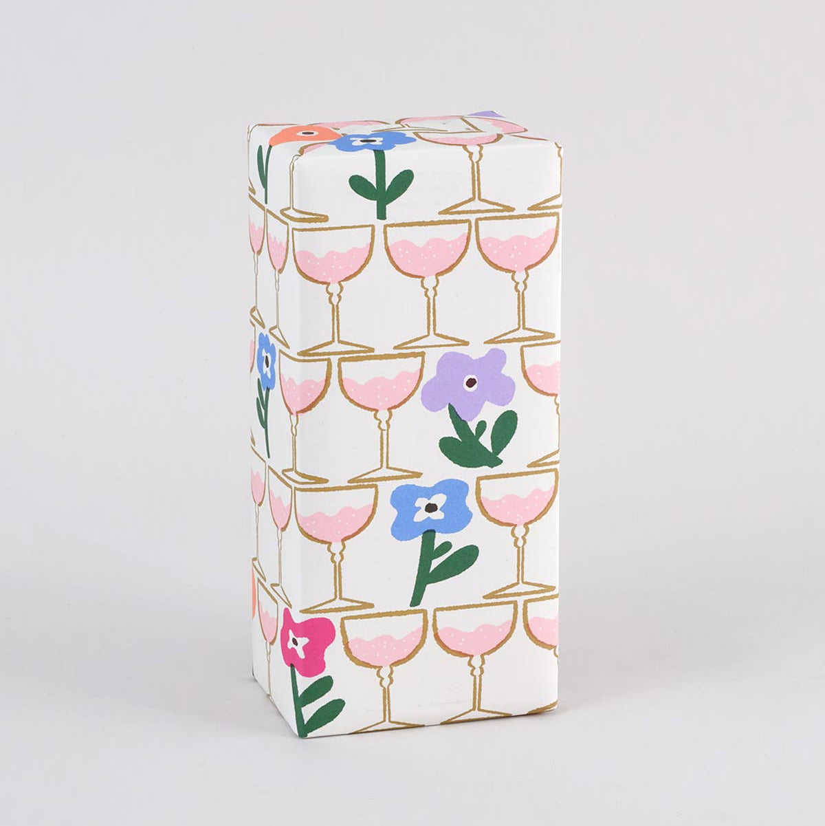 Floral Champagne Glasses Gift Wrap Sheet
