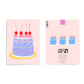 Imagery showing front and back design of cake mother's day card. Back design has 3 smaller versions of the cake from the front 