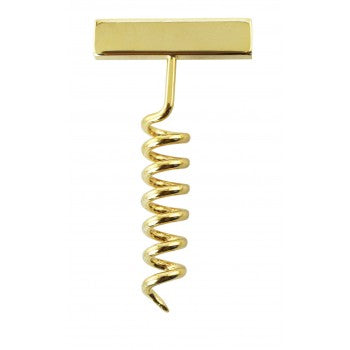 Gold lapel pin shaped like a classic corkscrew.