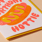Close up of hot dog birthday card 