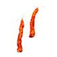 Pair of hot cheetos coated in resin and turned into earrings 