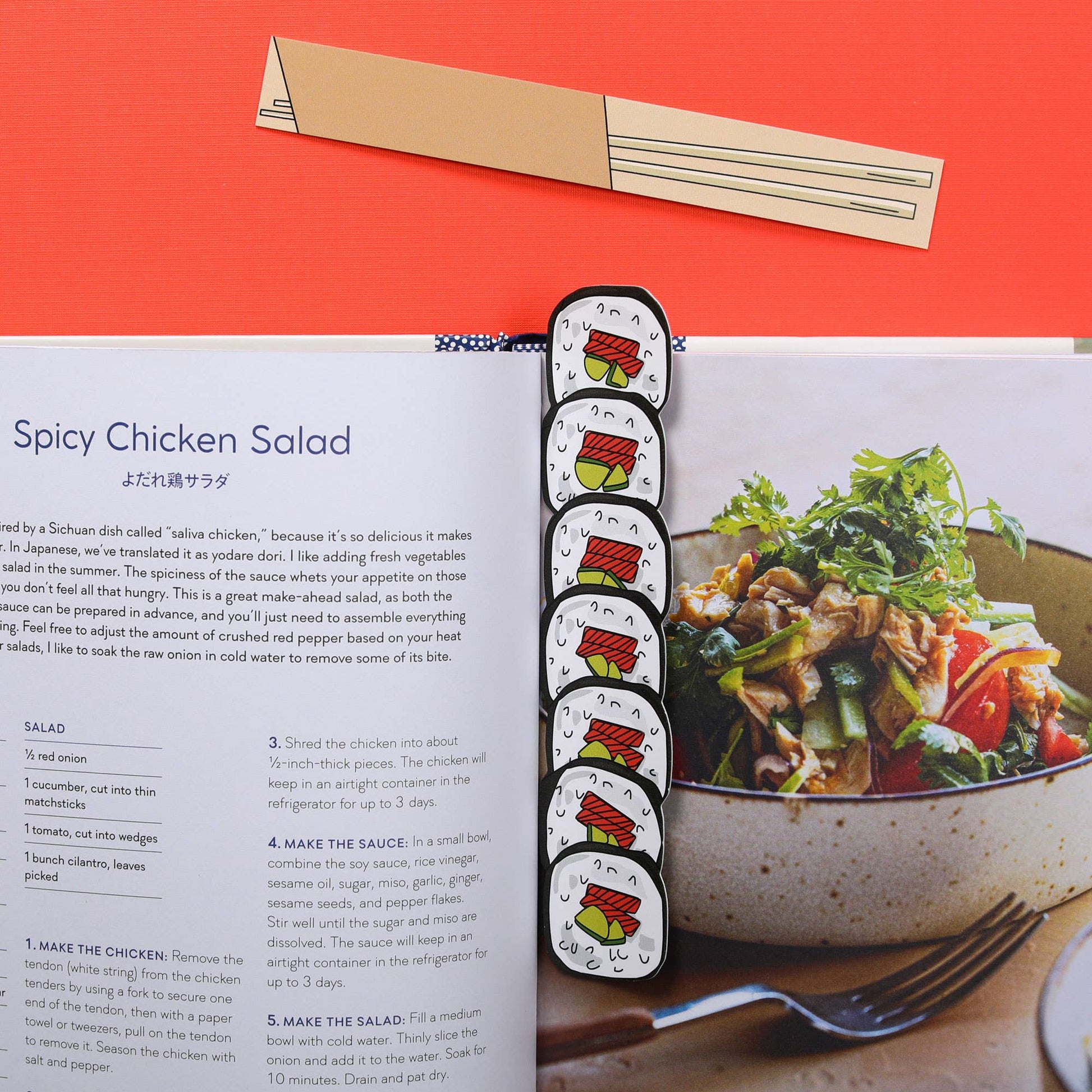 Set of 2 bookmarks -- sushi rolls and chopsticks
