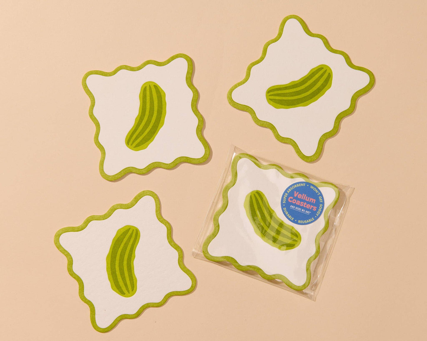 Dill Pickle Letterpress Vellum Coasters