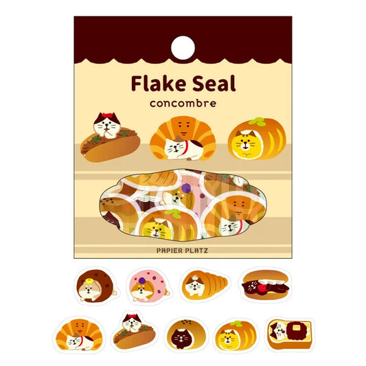 Pack of decorative washi stickers. Each has a cute design of cats wrapped up in different baked goods. 