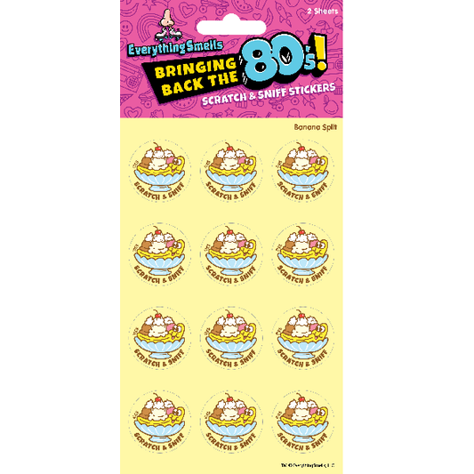 banana split scratch and sniff sticker sheets 