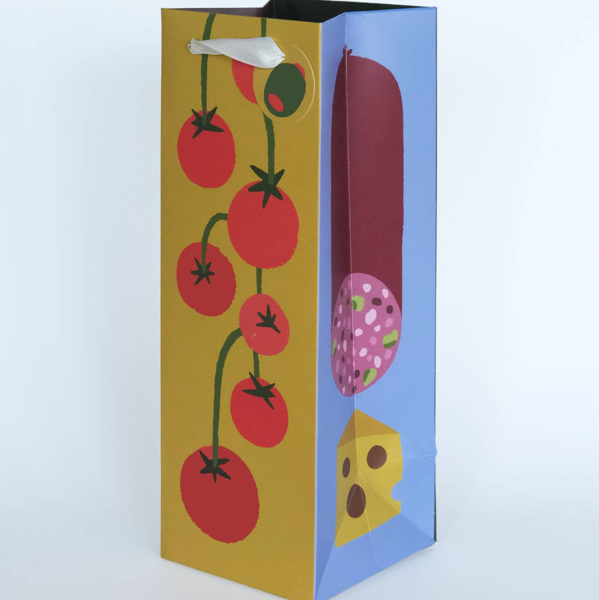 wine gift bag with tomato design on a white background