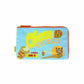 Baby blue pouch with a cat eating a cheese corndog. Text reads Cheese with korean text underneath.