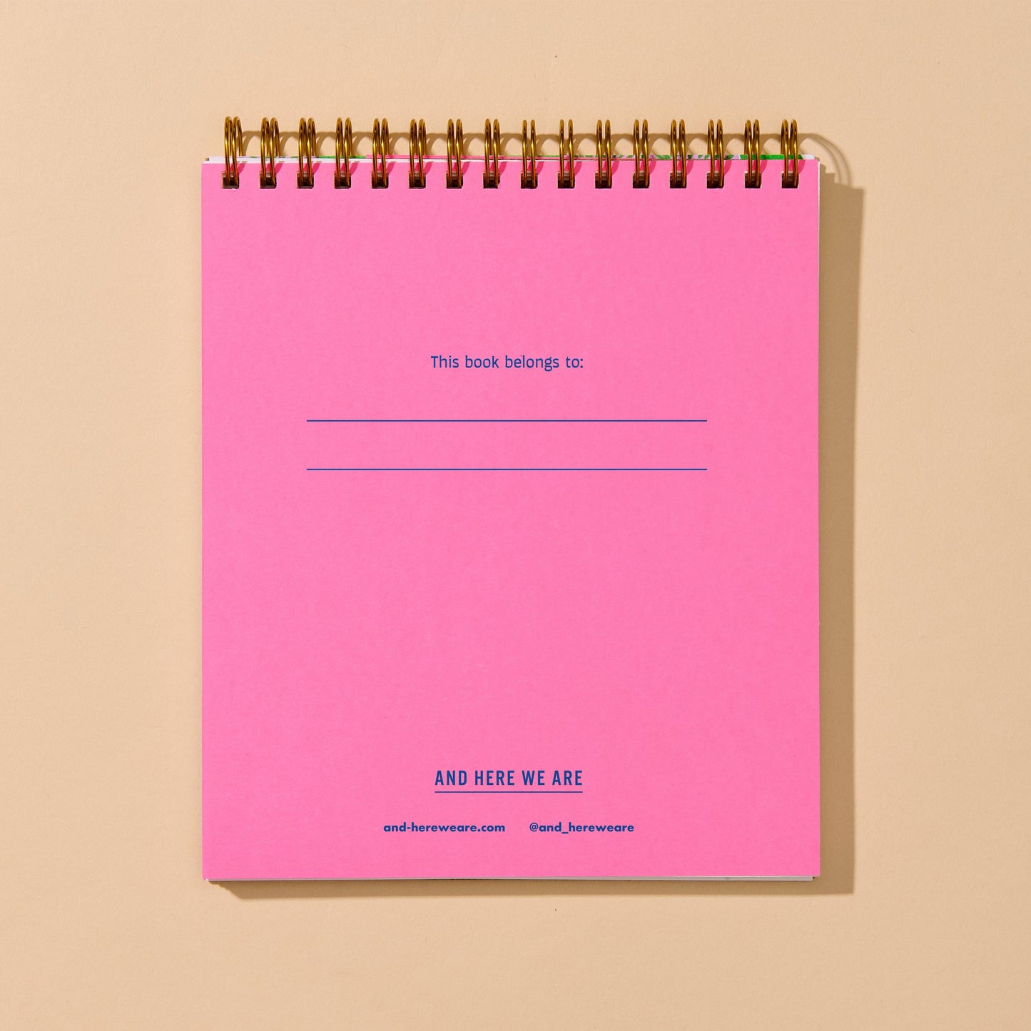 inside page of the cherry doodle book. Bright pink with text "this book belongs to:" and branding logo at the bottom 