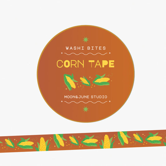 washi tape with a brown background and corn design 