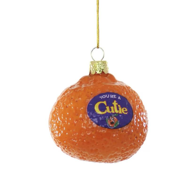 glass ornament that looks just like the brand CUTIE mandarin orange.