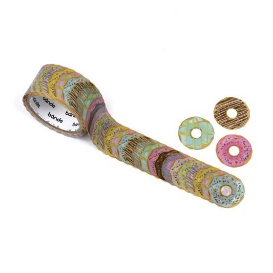 Individual washi stickers layered onto a roll - assorted donut designs.