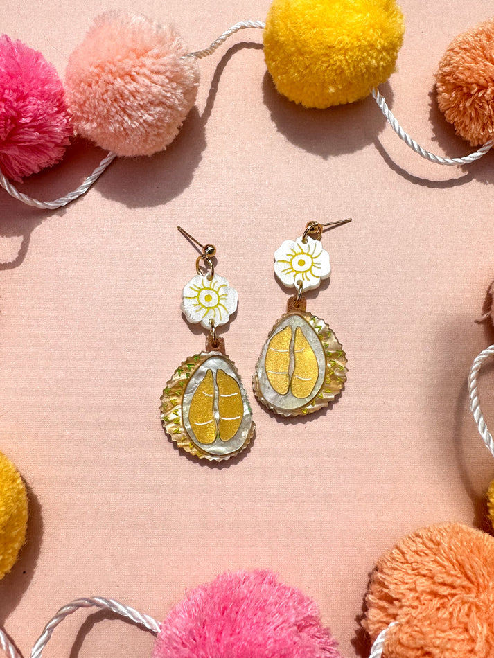 Acrylic durian dangle earrings 