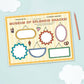 A printed activity sheet titled 'Welcome to [Name]'s World-Famous Museum of Splendid Snacks!' shown on a light blue background with decorative cloud shapes and a pencil. The sheet has illustrated snack icons and blank label frames for writing names of favorite snacks.