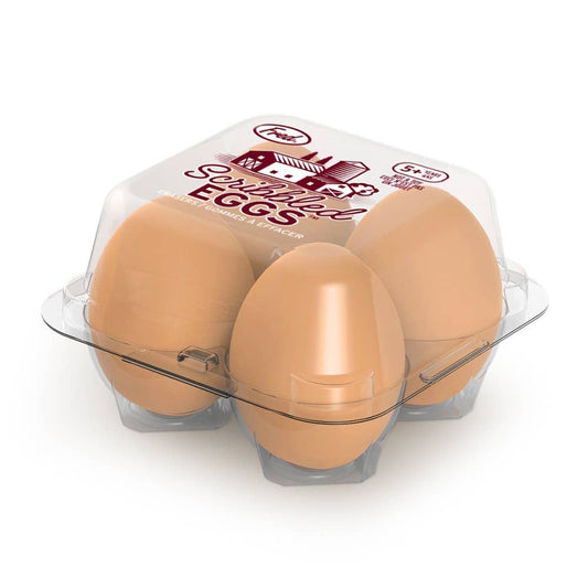 Set of 4 brown egg erasers in plastic container