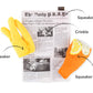 Dog toy with features labeled on a newspaper background