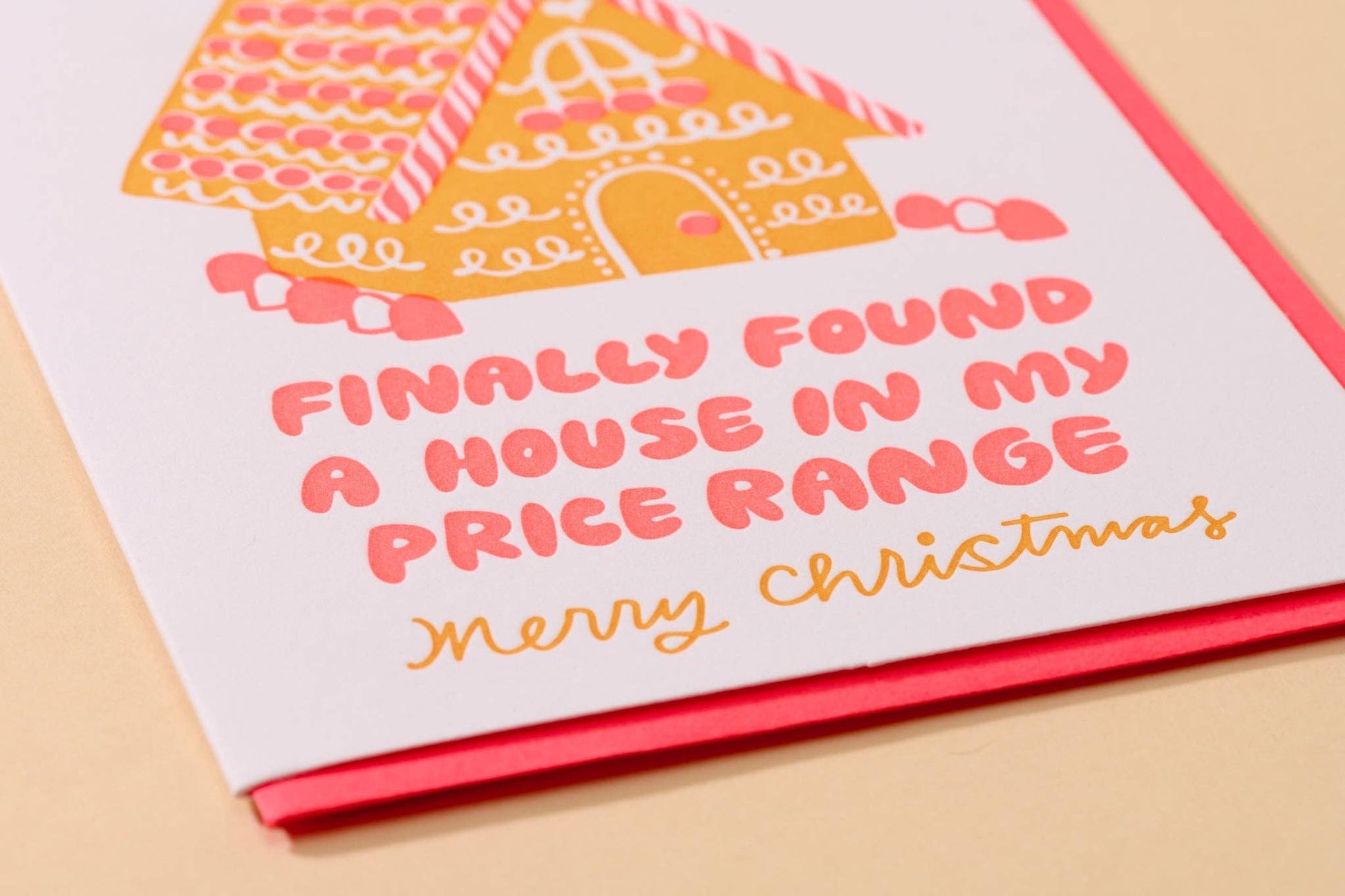 Close up view of text on holiday greeting card